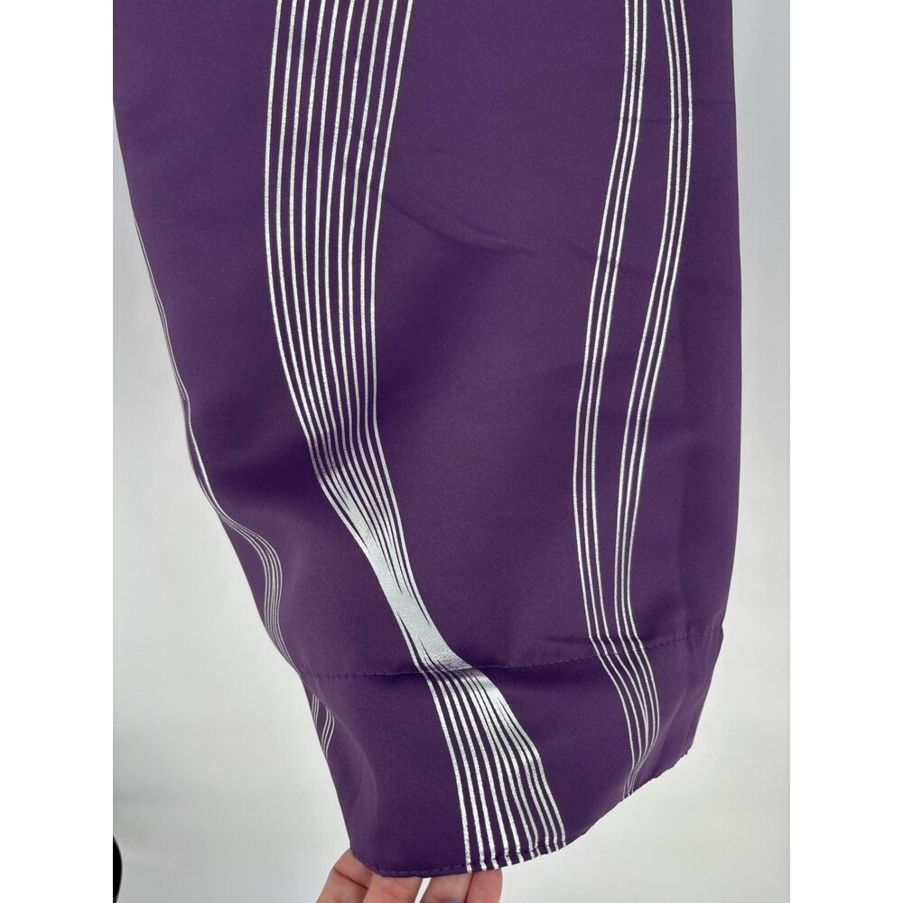 Deconovo Purple Grape Silver Wave Blackout Curtains 52x90 Back Tab Pair New